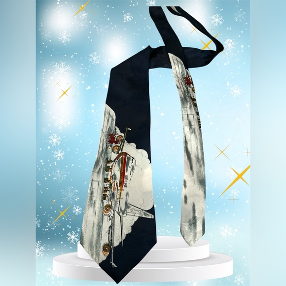 Vnt Renaissance ‘Hand Made AIRPLANE Polyester TWILL Necktie EUC - Picture 4 of 8